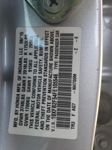 19XFB2F54FE105546 - 2015 HONDA CIVIC LX SILVER photo 12