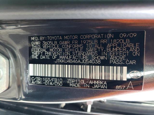 JTKKU4B46AJ054038 - 2010 TOYOTA SCION XD GRAY photo 12