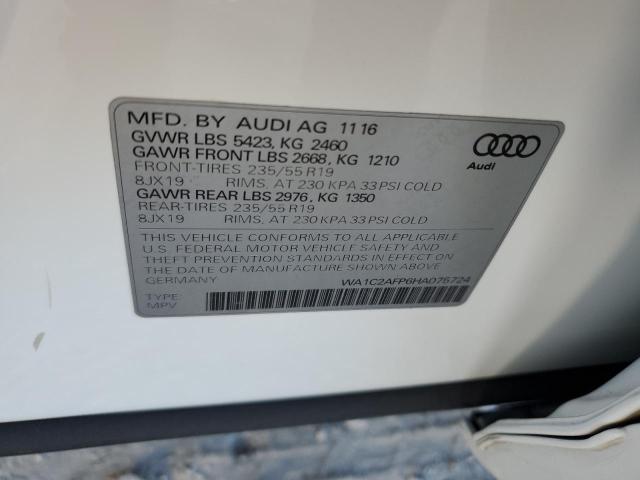 WA1C2AFP6HA075724 - 2017 AUDI Q5 PREMIUM WHITE photo 12