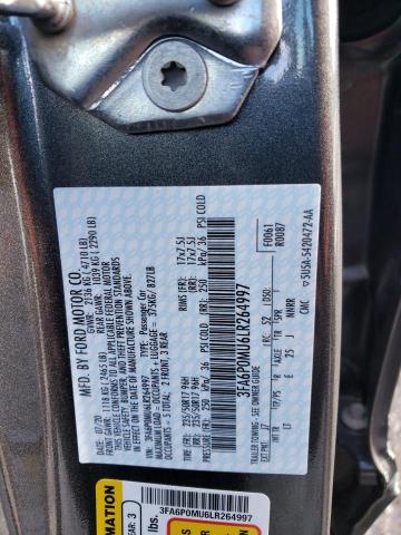 3FA6P0MU6LR264997 - 2020 FORD FUSION SEL GRAY photo 12