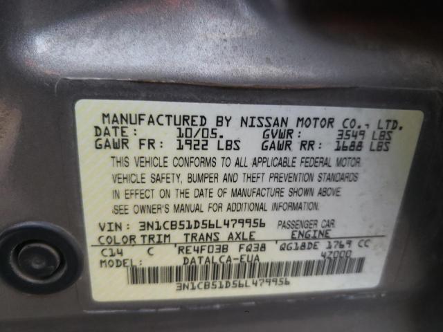 3N1CB51D56L479956 - 2006 NISSAN SENTRA 1.8 TAN photo 13