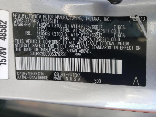 5TDKK3DC9DS378250 - 2013 TOYOTA SIENNA LE GRAY photo 14