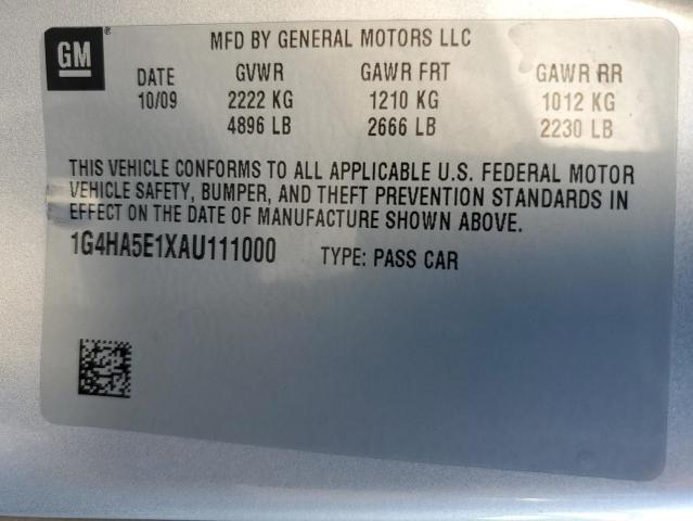 1G4HA5E1XAU111000 - 2010 BUICK LUCERNE CX SILVER photo 12