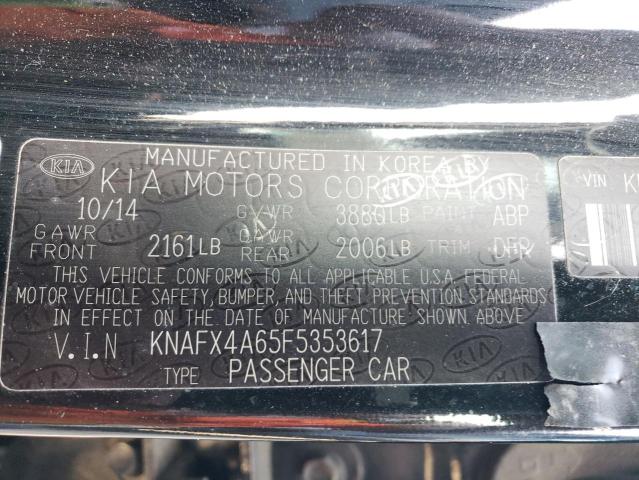 KNAFX4A65F5353617 - 2015 KIA FORTE LX BLACK photo 12