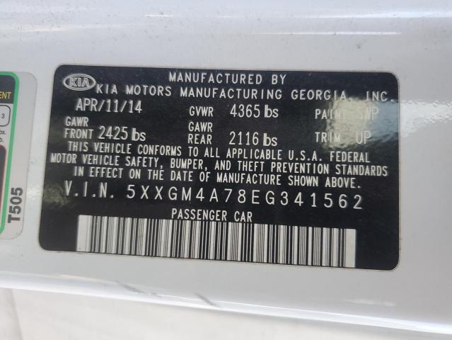 5XXGM4A78EG341562 - 2014 KIA OPTIMA LX WHITE photo 12