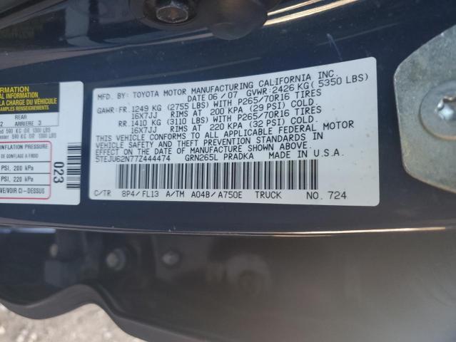 5TEJU62N77Z444474 - 2007 TOYOTA TACOMA DOUBLE CAB PRERUNNER BLUE photo 12