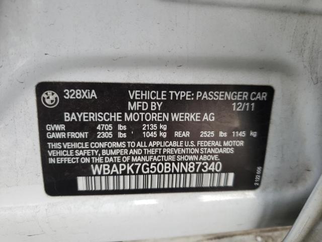 WBAPK7G50BNN87340 - 2011 BMW 328 XI WHITE photo 12