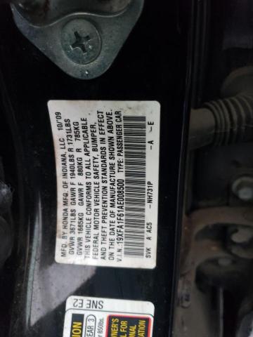 19XFA1F61AE008500 - 2010 HONDA CIVIC LX-S შავი ფოტო 12