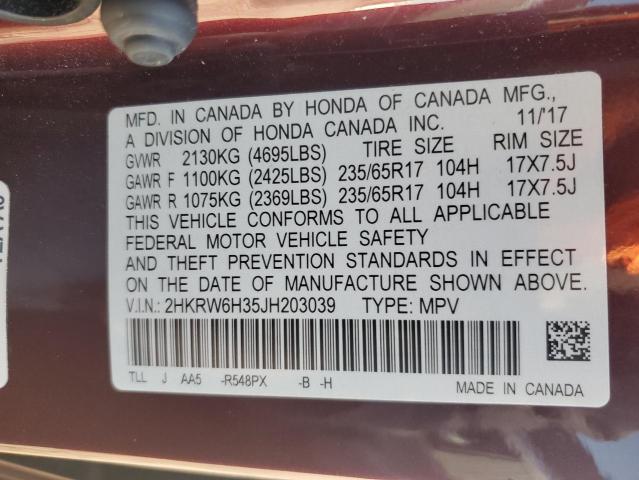 2HKRW6H35JH203039 - 2018 HONDA CR-V LX BURGUNDY photo 12