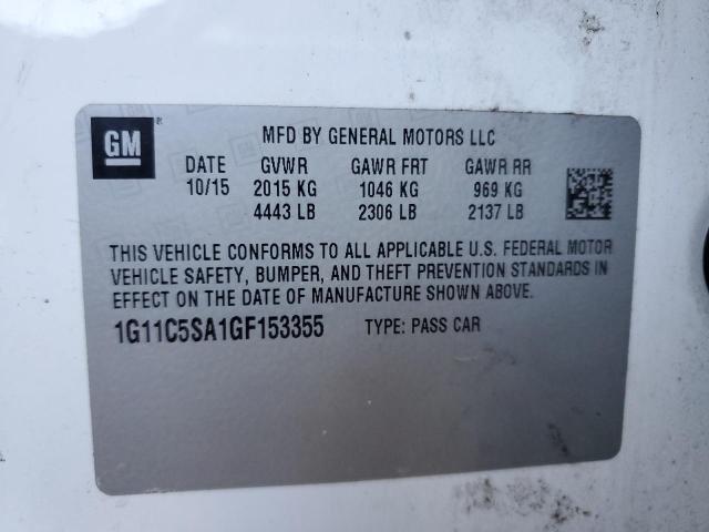 1G11C5SA1GF153355 - 2016 CHEVROLET MALIBU LIM LT Ақ фото 13