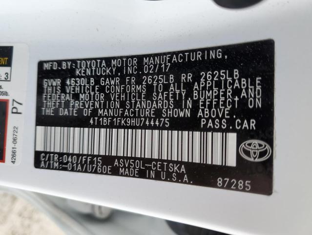 4T1BF1FK9HU744475 - 2017 TOYOTA CAMRY LE WHITE photo 12