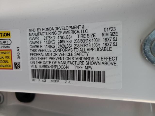 5J6RS4H75PL003344 - 2023 HONDA CR-V EXL WHITE photo 12