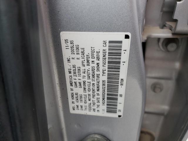 1HGCM66826A023835 - 2006 HONDA ACCORD EX SILVER photo 12