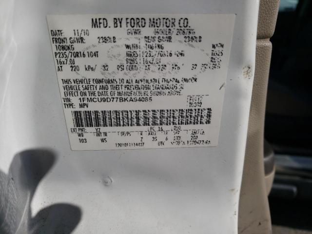 1FMCU9D77BKA94085 - 2011 FORD ESCAPE XLT WHITE photo 13