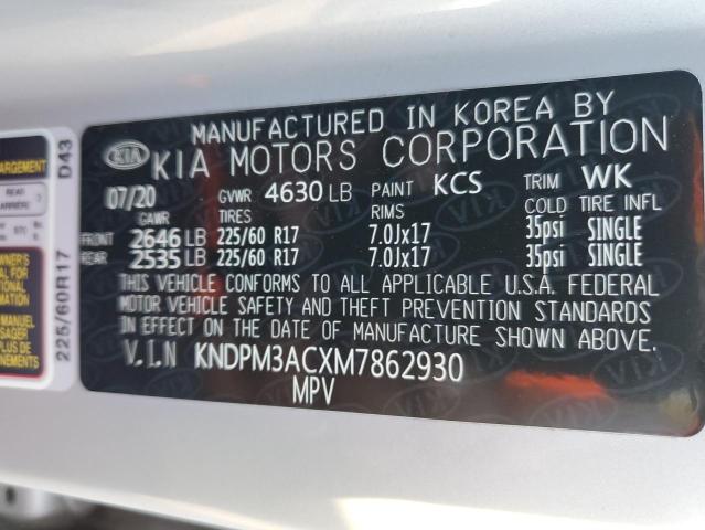 KNDPM3ACXM7862930 - 2021 KIA SPORTAGE LX SILVER photo 12