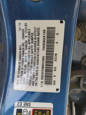 2HGFA1F68BH516065 - 2011 HONDA CIVIC LX-S 蓝色 照片 12