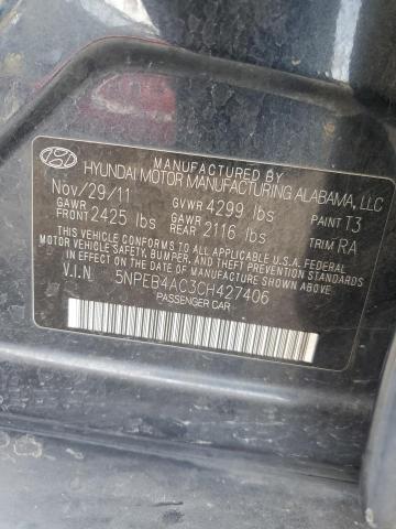 5NPEB4AC3CH427406 - 2012 HYUNDAI SONATA GLS BLUE photo 12