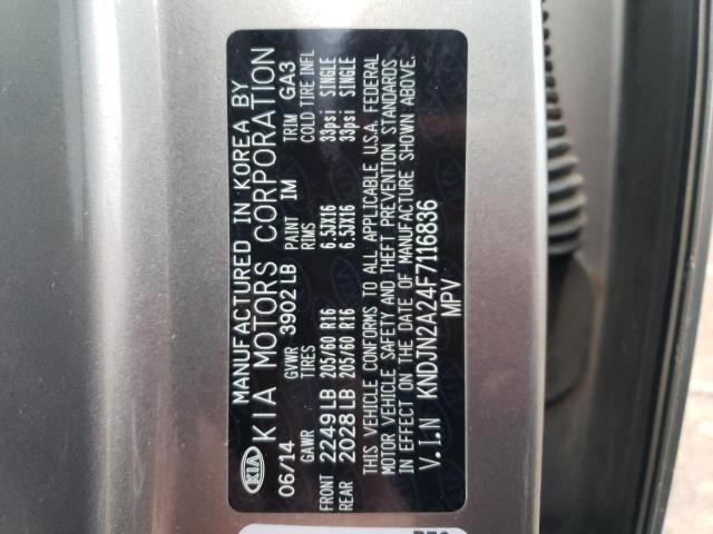 KNDJN2A24F7116836 - 2015 KIA SOUL GRAY photo 12