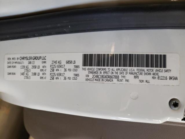 2C4RC1BG4DR667888 - 2013 CHRYSLER TOWN & COU TOURING თეთრი ფოტო 13