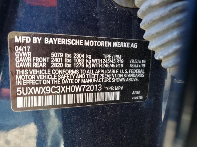 5UXWX9C3XH0W72013 - 2017 BMW X3 SDRIVE2 XDRIVE28I BLUE photo 13