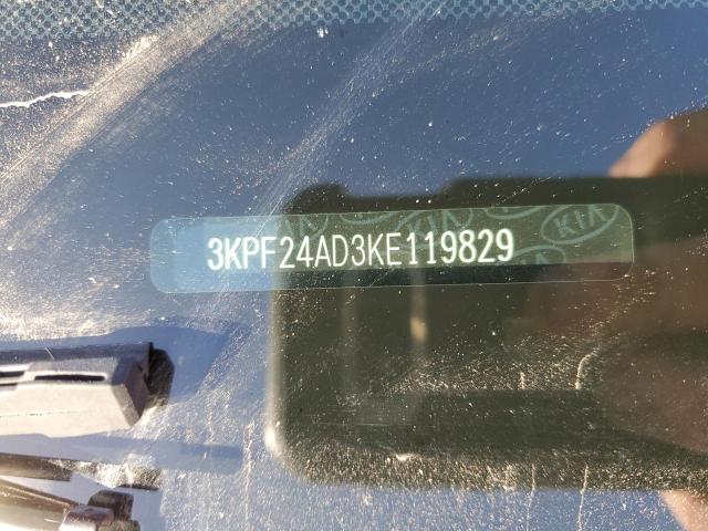 3KPF24AD3KE119829 - 2019 KIA FORTE FE SILVER photo 12