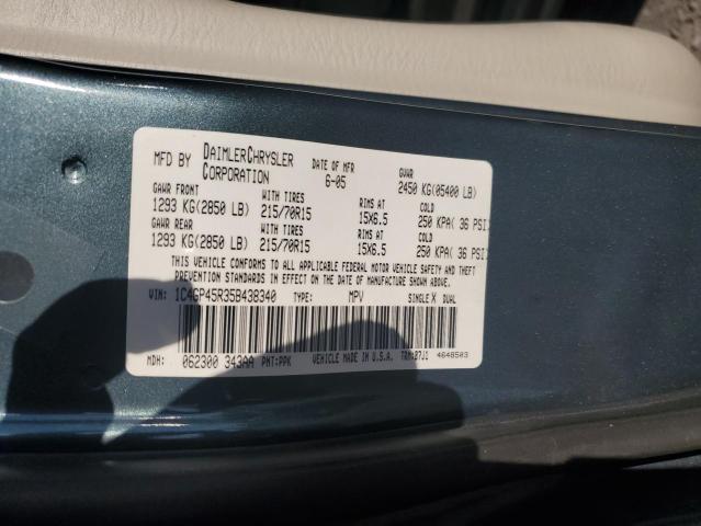 1C4GP45R35B438340 - 2005 CHRYSLER TOWN & COU 蓝色 照片 13