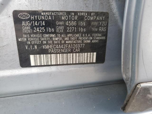 KMHEC4A42FA126977 - 2015 HYUNDAI SONATA HYBRID BLUE photo 12