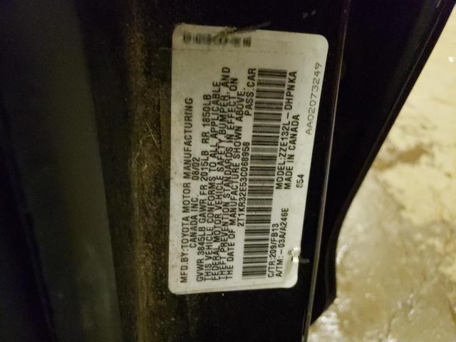 2T1KR32E53C068958 - 2003 TOYOTA COROLLA MA XR BLACK photo 12