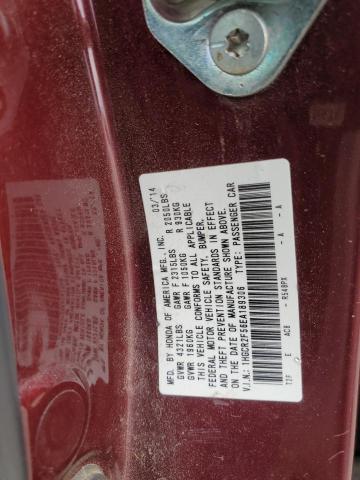 1HGCR2F56EA189306 - 2014 HONDA ACCORD SPORT BURGUNDY photo 12