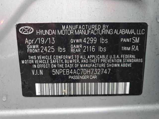 5NPEB4AC7DH732747 - 2013 HYUNDAI SONATA GLS SILVER photo 12