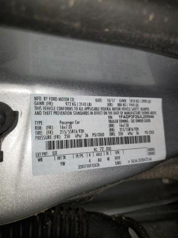 1FADP3F29JL205944 - 2018 FORD FOCUS SE SILVER photo 12