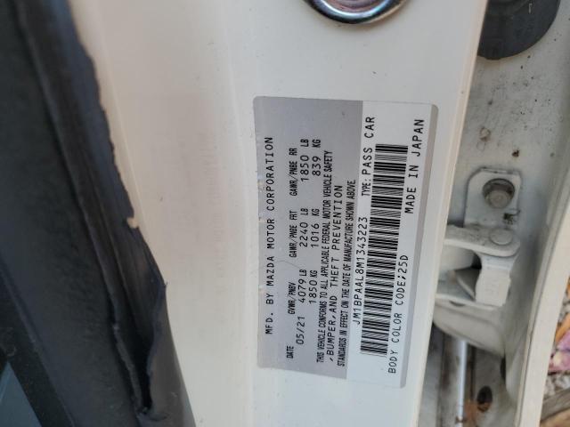 JM1BPAAL8M1343223 - 2021 MAZDA 3 WHITE photo 12