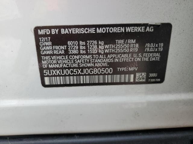 5UXKU0C5XJ0G80500 - 2018 BMW X6 SDRIVE35I თეთრი ფოტო 12