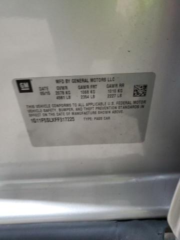 1G11F5SLXFF317225 - 2015 CHEVROLET MALIBU LTZ ვერცხლისფერი ფოტო 12