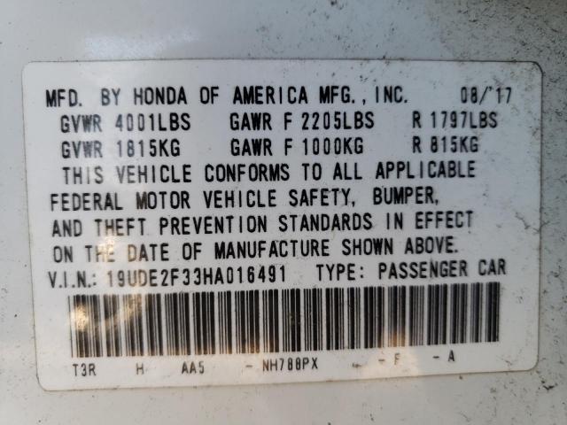 19UDE2F33HA016491 - 2017 ACURA ILX BASE WATCH PLUS WHITE photo 12