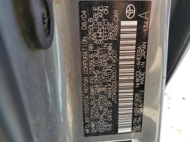 JTDKB20U350119007 - 2005 TOYOTA PRIUS TEAL photo 12