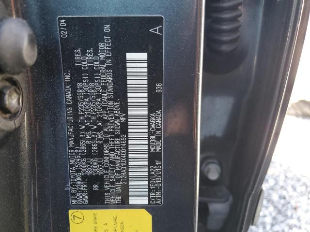 2T2HA31UX4C014692 - 2004 LEXUS RX 330 GRAY photo 12