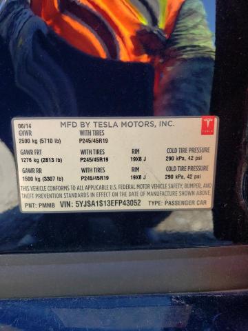 5YJSA1S13EFP43052 - 2014 TESLA MODEL S BLUE photo 10