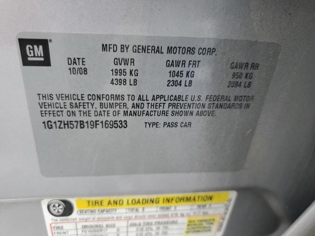 1G1ZH57B19F169533 - 2009 CHEVROLET MALIBU 1LT SILVER photo 12