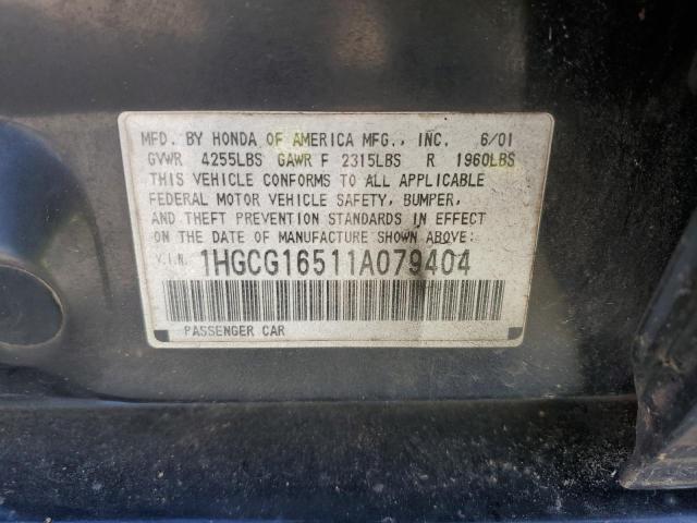 1HGCG16511A079404 - 2001 HONDA ACCORD EX BLACK photo 12