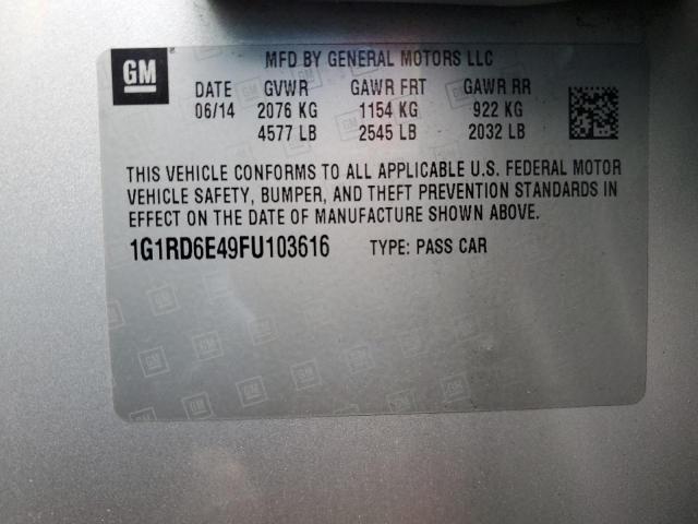 1G1RD6E49FU103616 - 2015 CHEVROLET VOLT SILVER photo 13