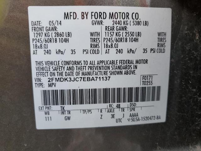 2FMDK3JC7EBA71137 - 2014 FORD EDGE SEL GRAY photo 13