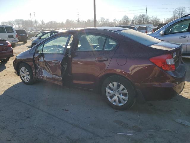 19XFB2F56CE107469 - 2012 HONDA CIVIC LX BURGUNDY photo 2