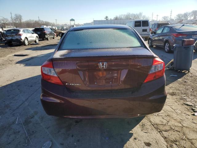 19XFB2F56CE107469 - 2012 HONDA CIVIC LX BURGUNDY photo 6