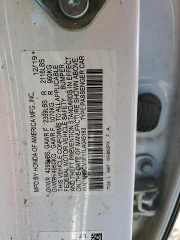 1HGCV1F11LA045193 - 2020 HONDA ACCORD LX WHITE photo 12