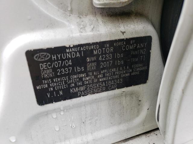 KMHWF25SX5A184343 - 2005 HYUNDAI SONATA GL WHITE photo 12