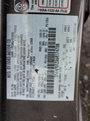 3FAHP07ZX6R174708 - 2006 FORD FUSION SE GRAY photo 12