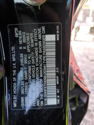 SHHFK7H4XMU203441 - 2021 HONDA CIVIC SPORT Қара фото 12