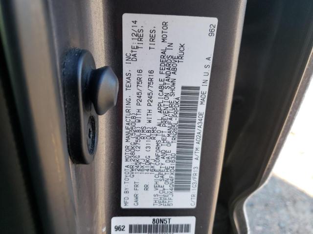5TFJX4GN4FX041630 - 2015 TOYOTA TACOMA DOUBLE CAB PRERUNNER GRAY photo 12