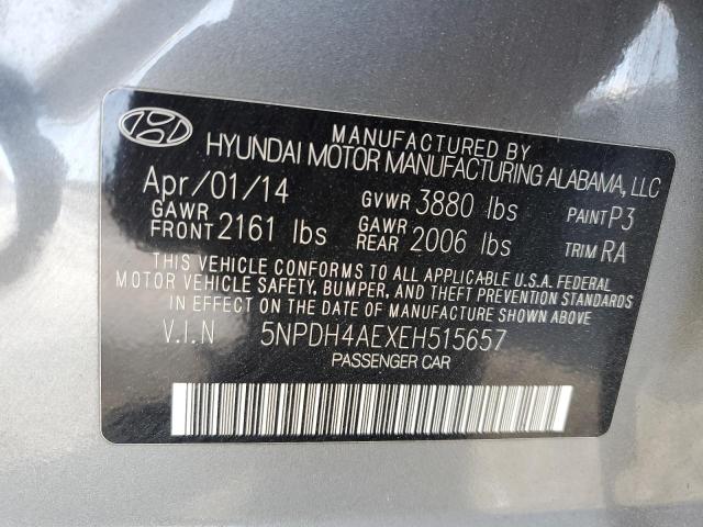 5NPDH4AEXEH515657 - 2014 HYUNDAI ELANTRA SE GRAY photo 12